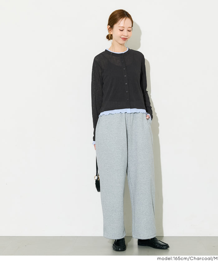 假兩件設計長袖開衫(Sheer Georgette Layered Cardigan)