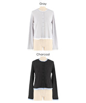 假兩件設計長袖開衫(Sheer Georgette Layered Cardigan)