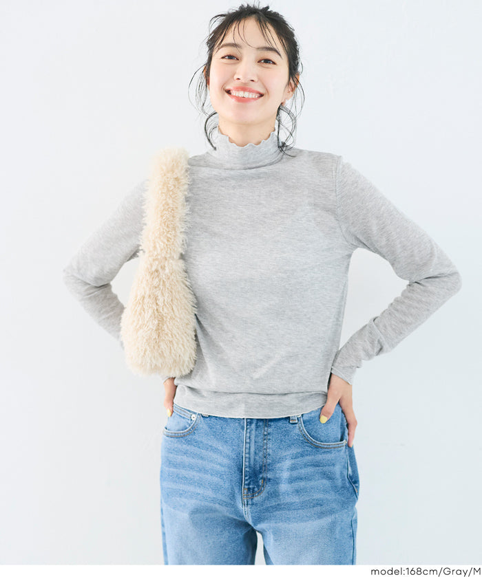 【早秋新品】 透膚木耳邊長袖上衣