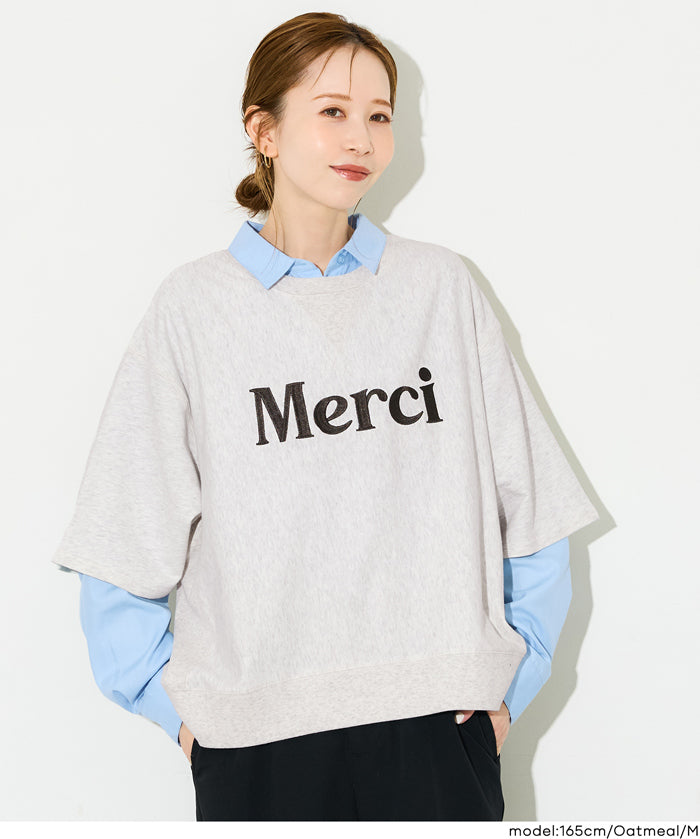 【早秋新品】 休閒LOGO五分袖衛衣