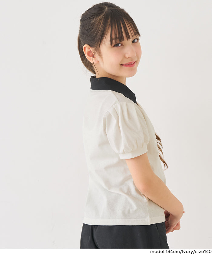 童裝愛心刺繡LOGO短袖POLO上衣