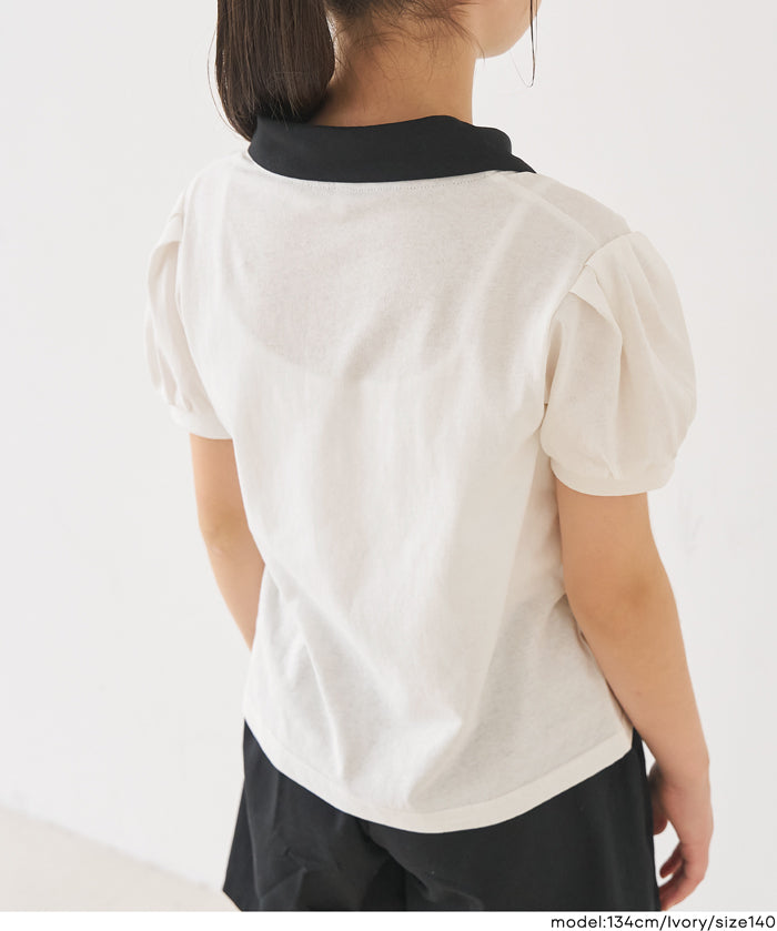 童裝愛心刺繡LOGO短袖POLO上衣
