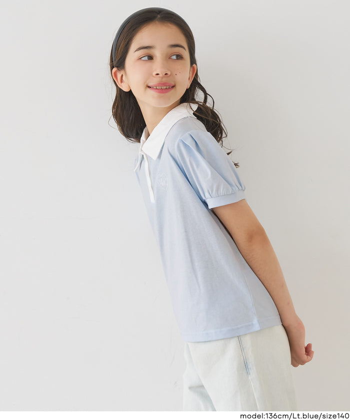 童裝愛心刺繡LOGO短袖POLO上衣