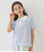 童裝愛心刺繡LOGO短袖POLO上衣