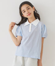 童裝愛心刺繡LOGO短袖POLO上衣