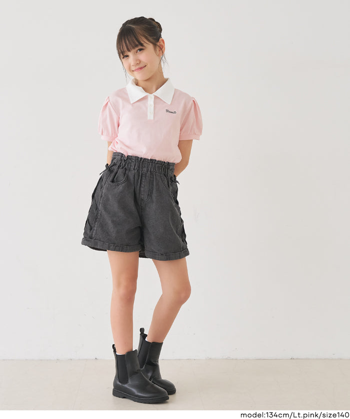 童裝愛心刺繡LOGO短袖POLO上衣