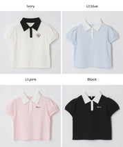 童裝愛心刺繡LOGO短袖POLO上衣