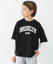 【早秋新品】 童裝假兩件LOGO長袖上衣