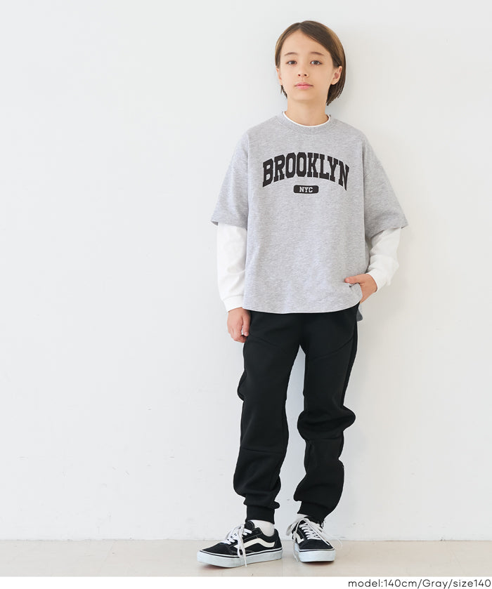【早秋新品】 童裝假兩件LOGO長袖上衣