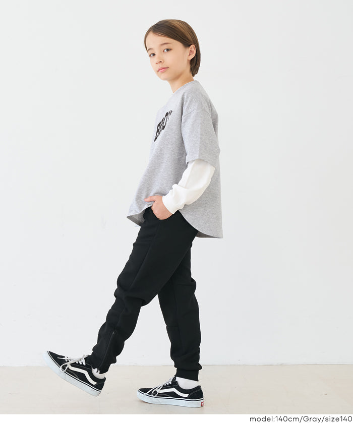 【早秋新品】 童裝假兩件LOGO長袖上衣