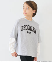 【早秋新品】 童裝假兩件LOGO長袖上衣