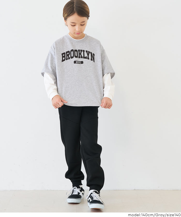 【早秋新品】 童裝假兩件LOGO長袖上衣