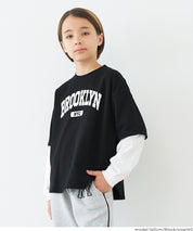 【早秋新品】 童裝假兩件LOGO長袖上衣