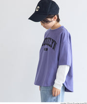 【早秋新品】 童裝假兩件LOGO長袖上衣