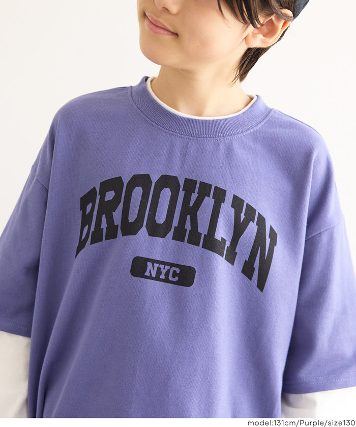 【早秋新品】 童裝假兩件LOGO長袖上衣