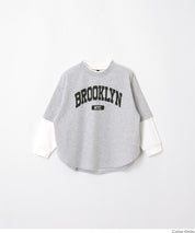 【早秋新品】 童裝假兩件LOGO長袖上衣