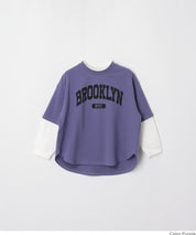 【早秋新品】 童裝假兩件LOGO長袖上衣