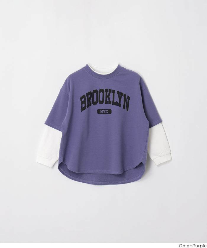 【早秋新品】 童裝假兩件LOGO長袖上衣
