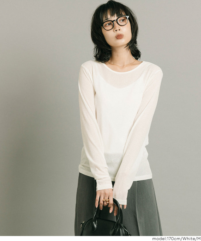 【早秋新品】 透膚圓領長袖T-Shirt