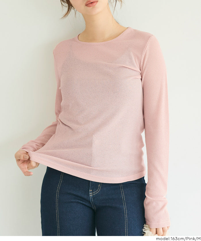 【早秋新品】 透膚圓領長袖T-Shirt