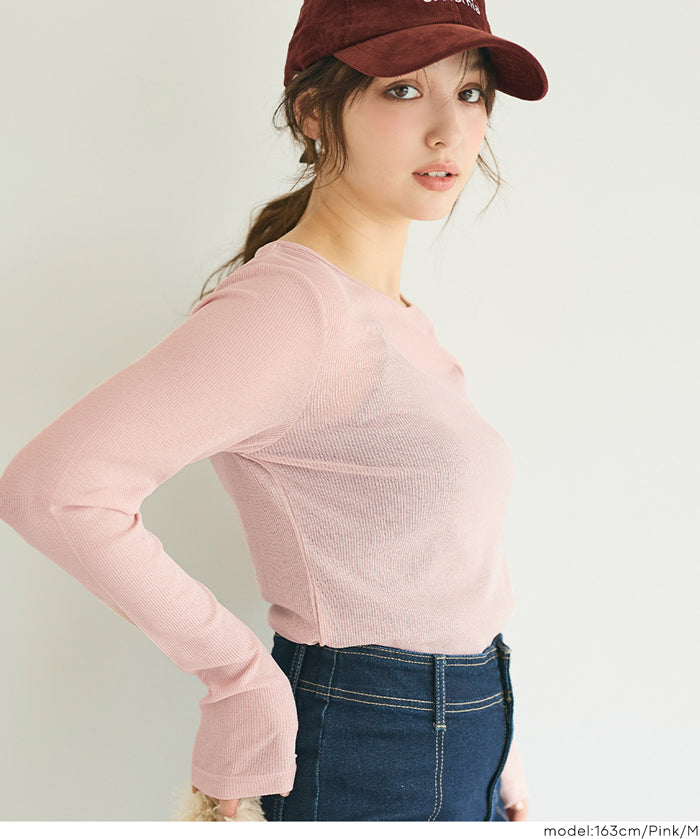 【早秋新品】 透膚圓領長袖T-Shirt