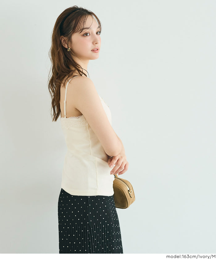 【OUT BRA】絲絨蕾絲帶罩背心