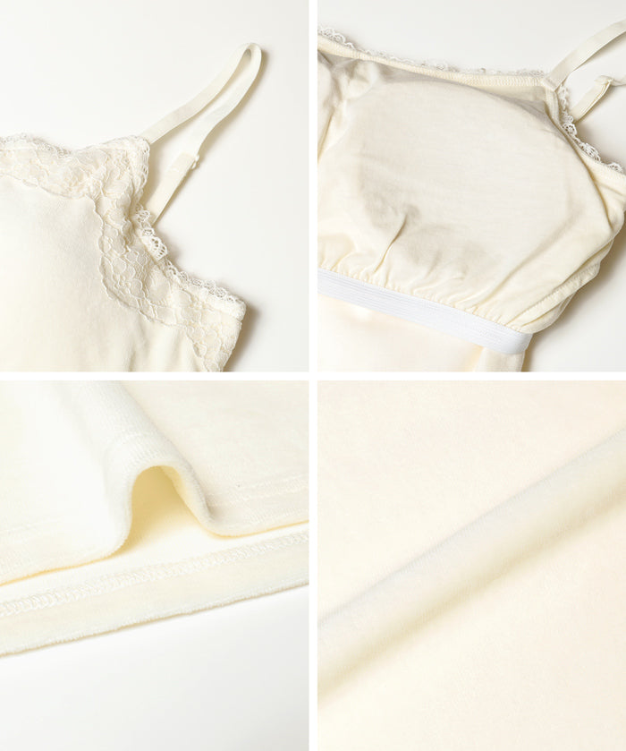【OUT BRA】絲絨蕾絲帶罩背心