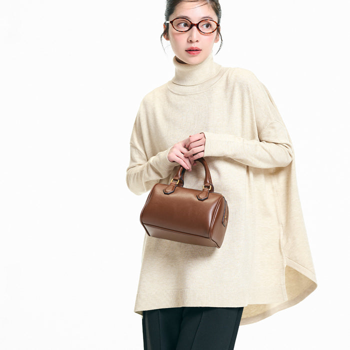 高領中長款顯瘦蝙蝠袖針織上衣