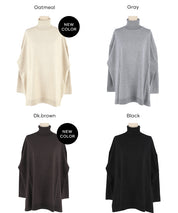 高領中長款顯瘦蝙蝠袖針織上衣