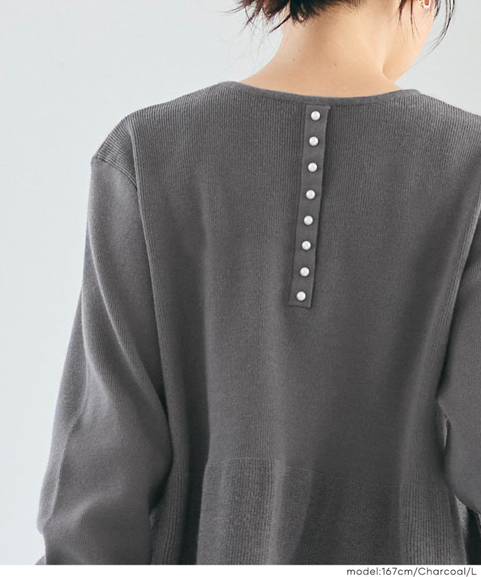 甜美氣質珍珠點綴針織娃娃上衣