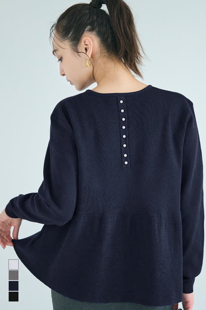 甜美氣質珍珠點綴針織娃娃上衣