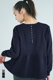 甜美氣質珍珠點綴針織娃娃上衣