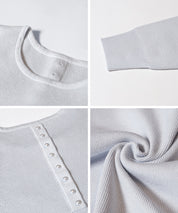 甜美氣質珍珠點綴針織娃娃上衣