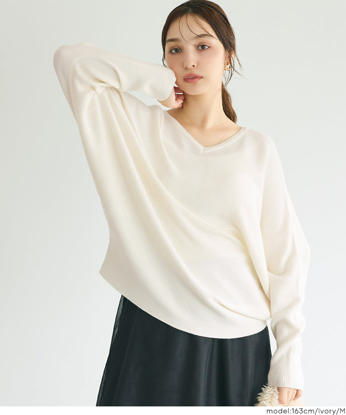 Dolman V-neck knit top