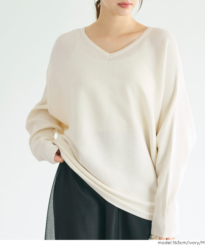 Dolman V-neck knit top