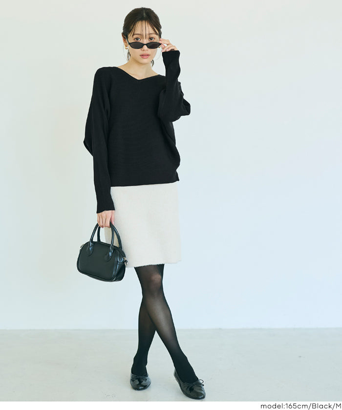 Dolman V-neck knit top