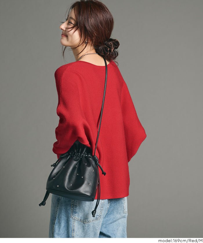 Dolman V-neck knit top