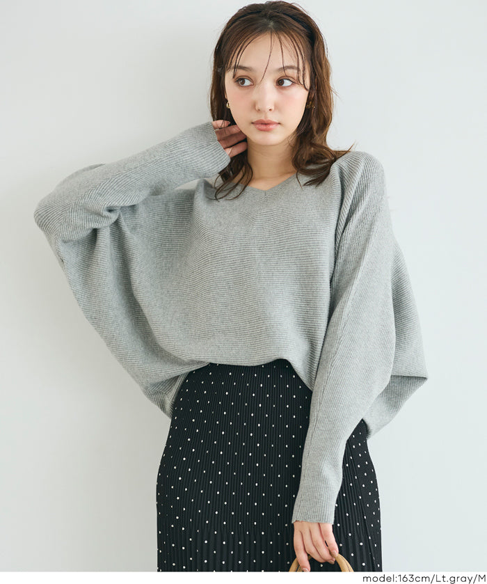 Dolman V-neck knit top