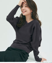 Dolman V-neck knit top