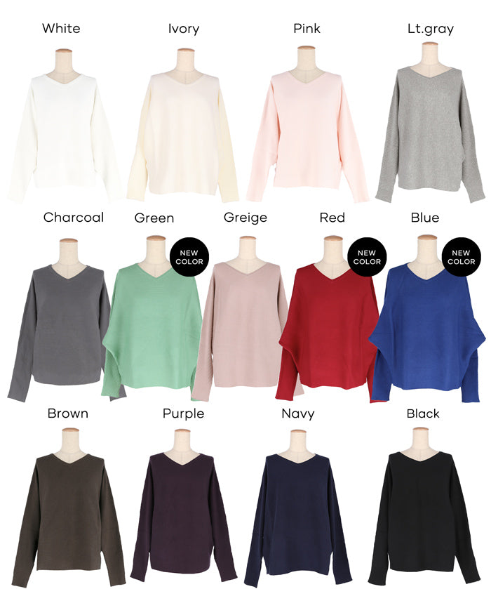 Dolman V-neck knit top