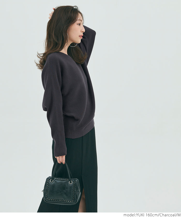 Dolman V-neck knit top