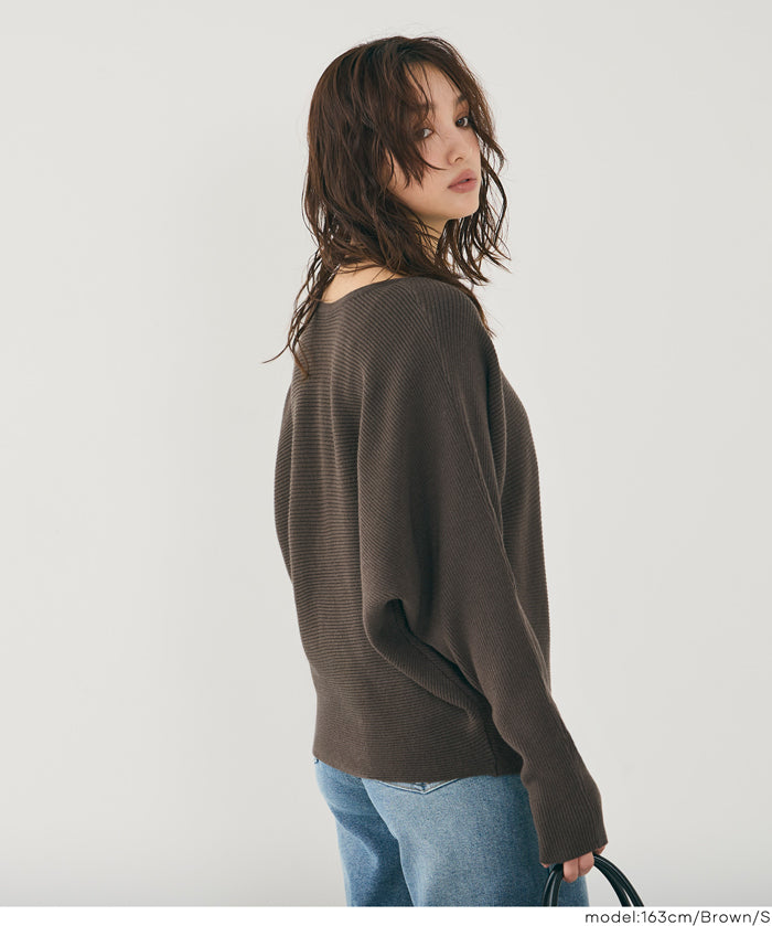 新色登場!【蝙蝠袖系列】知性V領針織上衣