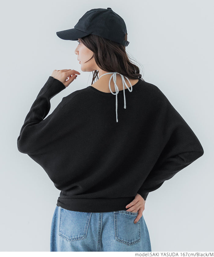 Dolman V-neck knit top
