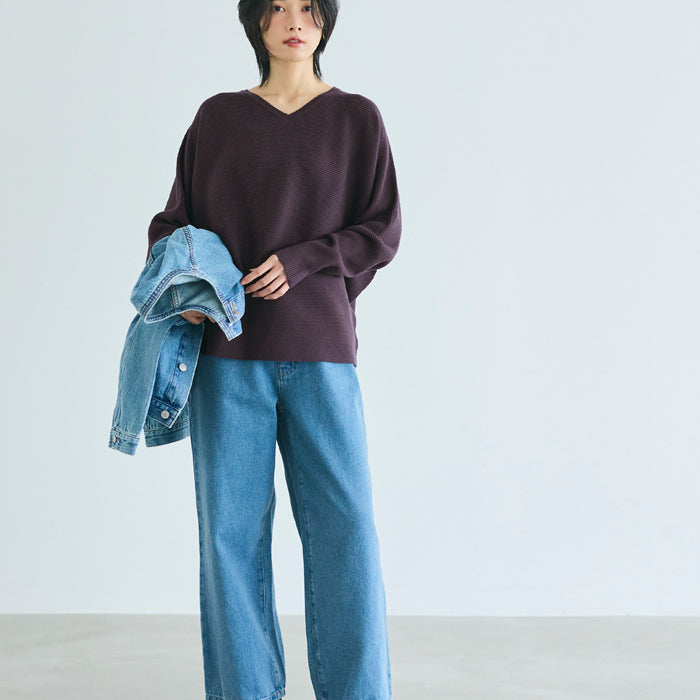 新色登場!【蝙蝠袖系列】知性V領針織上衣