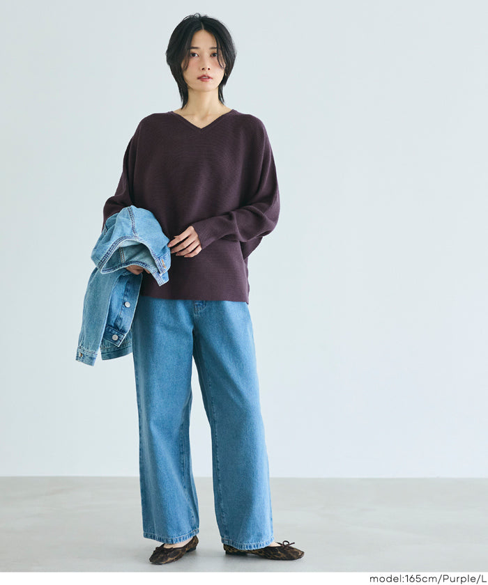 Dolman V-neck knit top