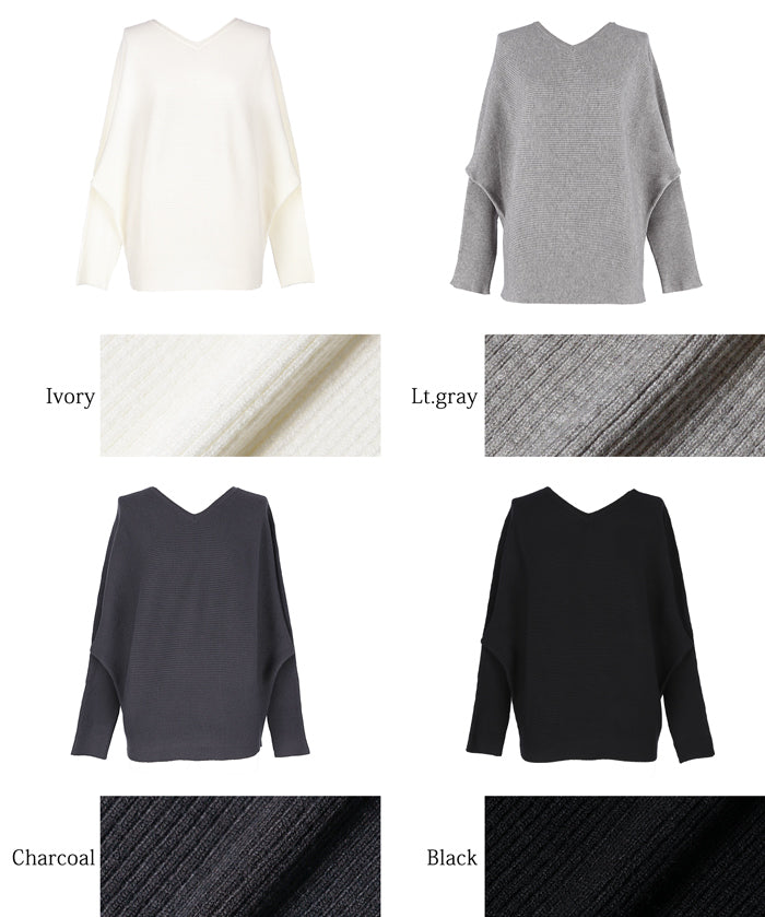 Dolman V-neck knit top