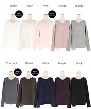 新色登場!【蝙蝠袖系列】知性V領針織上衣