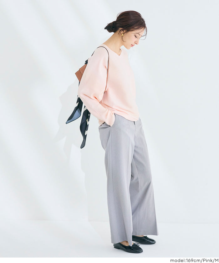 新色登場!【蝙蝠袖系列】知性V領針織上衣