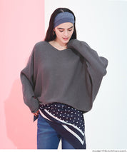 新色登場!【蝙蝠袖系列】知性V領針織上衣