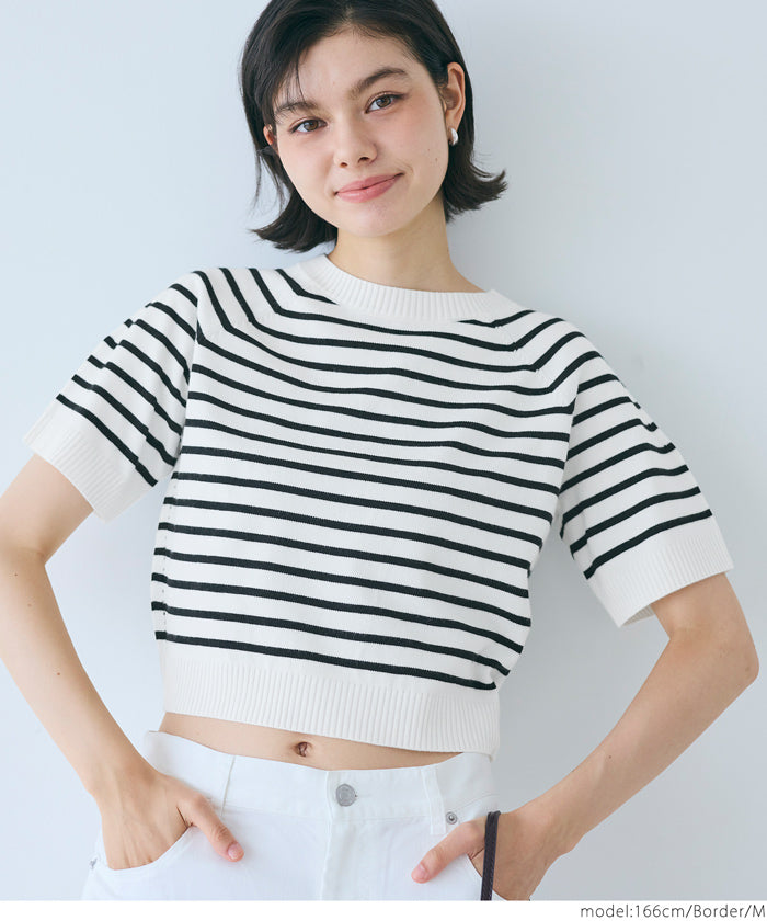 Summer Kint 短版泡泡袖針織上衣